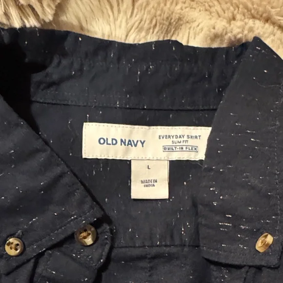 Old navy Dark Blue speckled with gray Button-Up Shirt - Picture 7 of 8